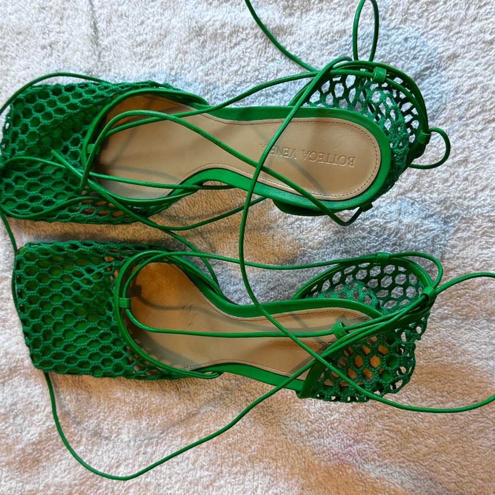 Bottega Veneta Vibrant Green Mesh Heels